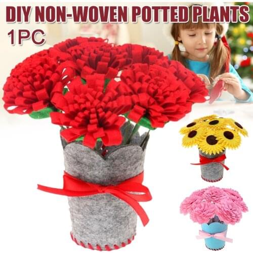 DIY Non-woven Bonsai Simulation Potted Flowers Plant Home Office Room Decor Table Ornaments PAK55