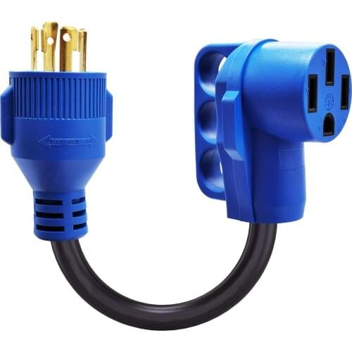 Dogbone 30Amp Male to 50Amp Female 4P RV Electrical Power Plug Genarator Adapters with Easy Power Grip Handle