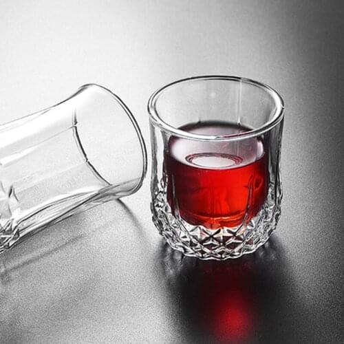 Double whiskey glass Cups 200ml Double Wall Whisky Bar Wine Glasses Glass Cup Crystal Vodka Shot Wine Glass Business Gift