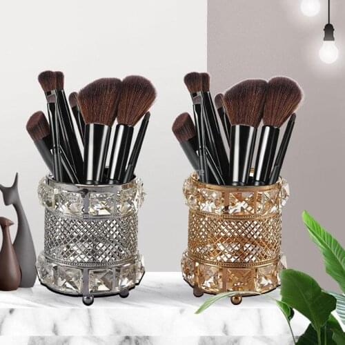 Europe Style Crystal Makeup Brush Holder Collection Organizer Storage Container Candle Holder Household Desktop Decoration