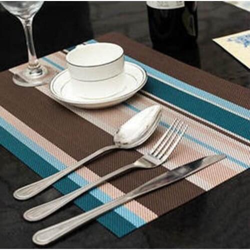 European Style PVC Stripe Coaster Table Mat Dinning Bowl Dish Insulation Mat Pad