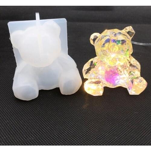 Geometric Stereo Bear Silicone Mold DIY Handcraft Crystal Epoxy Mould Ornaments Pendant Decoration Tool Soap Handmade Molds