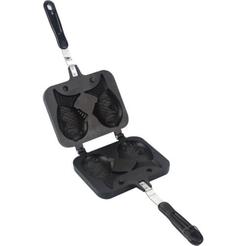 Double Fish Shaped Hot Dessert Waffle Cake Maker Pan Japanese Pancake Double Pan Fry Pan