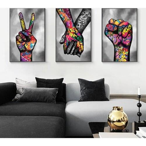 Abstract Graffiti Lover Hand Canvas Painting Colorful Wall Art Poster And Print Artwork Picture Nodern Living Room Decoration