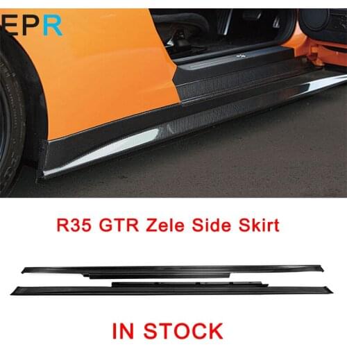GTR R35 Carbon Fiber Zele Side Skirt For Nissan Glossy Fibre Door Racing Trim Accessories Body Kit
