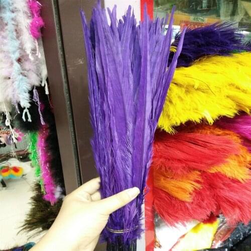 Hot Selling 22-24inches/55-60cm 100 Pcs Purple Pheasants Feathers Stage Performances Wedding Decoration Accessories