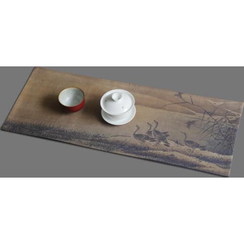 Chinese cotton linen tea towel placemat, tea mat table runner tea ceremony double-sided small tea mat towel