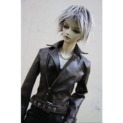 BJD doll suit is suitable for 1/3 1/4 uncle fashion simple diagonal zipper long sleeve leather jacket doll accessories