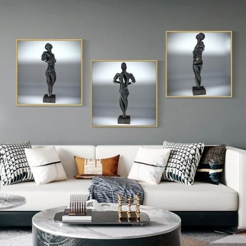 Metal Figure Statue Canvas Painting Wall Art Abstract Murals Posters and Prints Living Room Modern Interior Decoration for Home