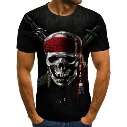 Summer T-shirt male 2021 3D skull printing male T-shirt breathable tide brand stitching printing T-shirt male oversized XXS-6XL
