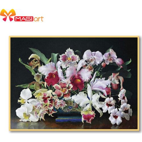 Cross stitch kits Embroidery needlework sets 11CT water soluble canvas patterns 14CT Flowers -NCMF349