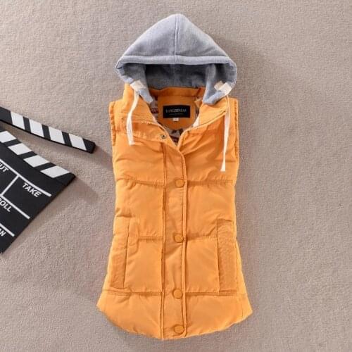 Autumn Women Vest Winter Coat Ladies Gilet Colete Feminino Casual Pocket Hooded Waistcoat Female Sleeveless Jacket Outwear