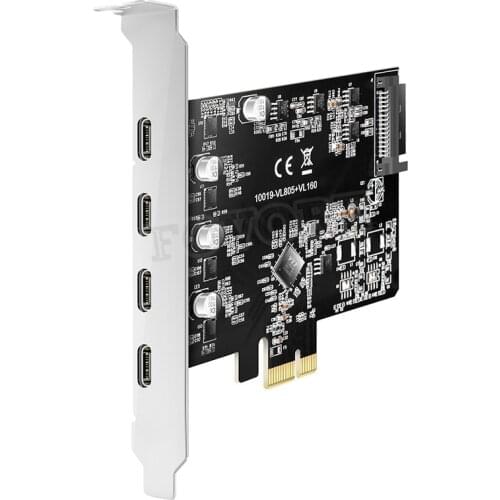PCI express to 4 port Type-C USB3.1 Expansion Card 5Gbps High Speed Type C Adapter Card PCIe USB 3.1 converter PCI-e Adapter