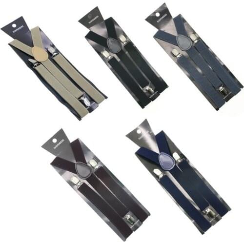 Mens Adult Womens Unisex Clip-on Suspenders Elastic Y-Shape Adjustable Braces 2.5cm Width Candy Color