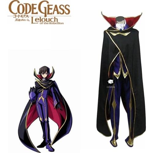 Full Set Japanese Anime Code Geass Cosplay Zero Lelouch Costumes Suit includes Gloves Any Size
