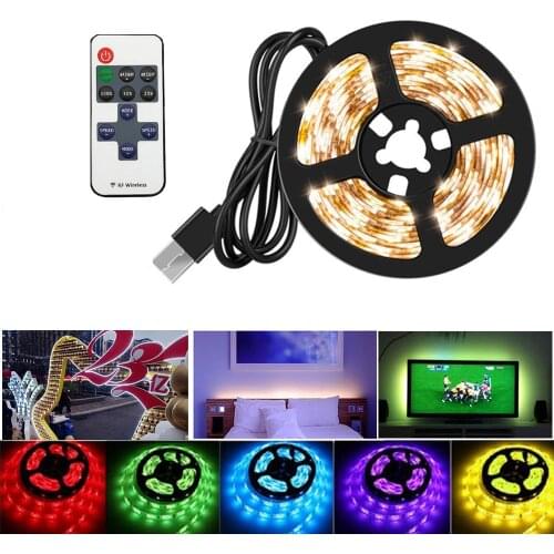 USB Dimmerable Wall Light Lamp DC 5V SMD 2835 LED Strip Light With RF Remote IP21 IP65 Waterproof 3528 Flexible Tape Night Lamp