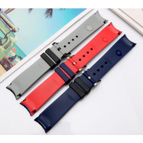 Hot Seling 20mm 22mm Silicone Rubber Watch Strap High quality rubber band stainless steel Waterproof sweatproof Arc watchand