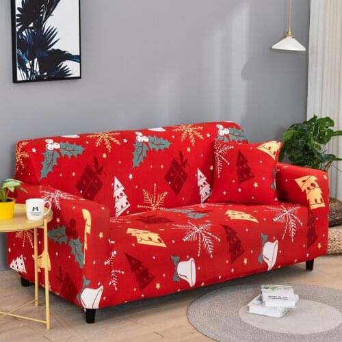 Christmas Sofa Cover for Living Room Anti-dirty Stretchable Couch Towel Slipcovers for 1/2/3/4 Seater Xmas Decoration Gift