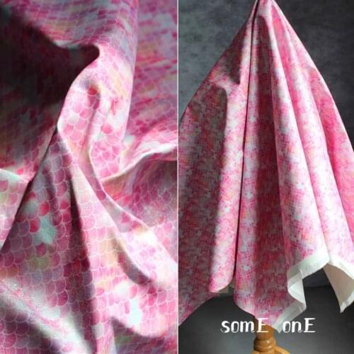 Mermaid scales Artificial Leather cloth Pink Gradient DIY Stage Clothes Background decor Dress Designer Fabric 50*130cm
