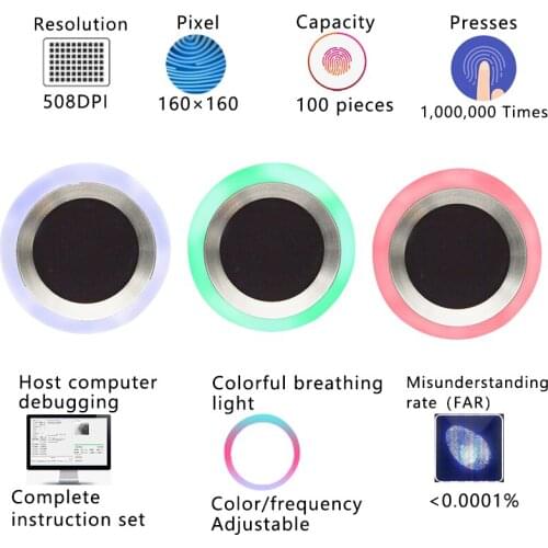 SFM-V1.7 Capacitive Fingerprint Identification Module Semiconductor Fingerprint Breathing Light UART Communication