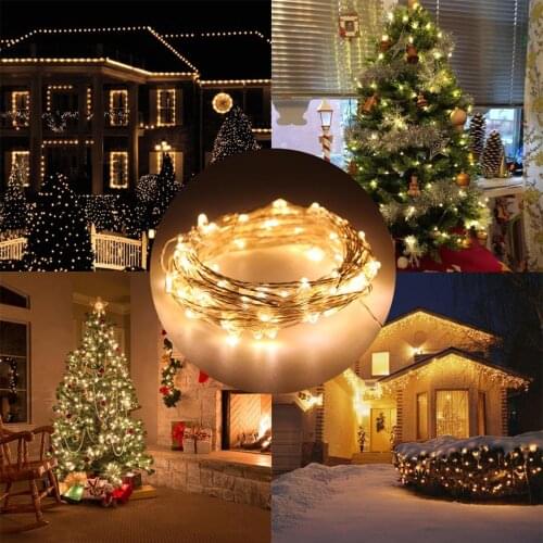 10M 100LEDs DC 5V USB LED Copper Wire String Lights Waterproof Fairy Garland Light For Home Christmas Wedding Party Decoration