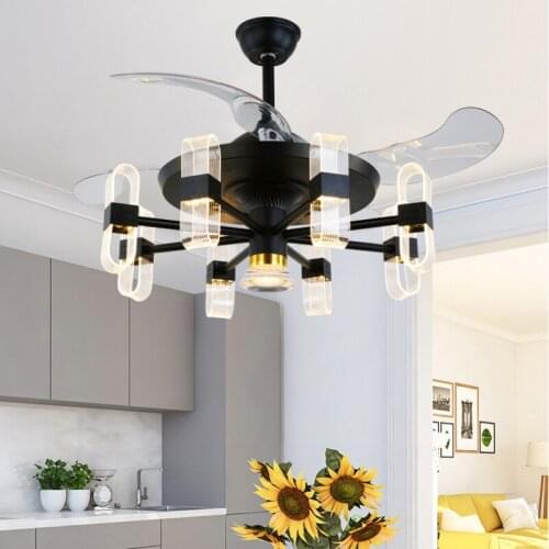 LED Ceiling Fans Lamp European Style Dining Room Living Room Ceiling Fans Stylish Integrated Stealth Ceiling Fan Classic