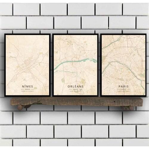 Nimes Orleans Paris Perpignan Reims Rennes Rouen SaintEtienne SaintPaul Strasbourg Toulon Toulouse Tours France Poster