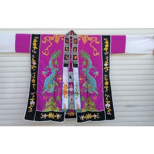 Unisex High Quality Purple/Red Embroidery Dragon Taoism Clothing Garment Taoist Robe Gown Cassock