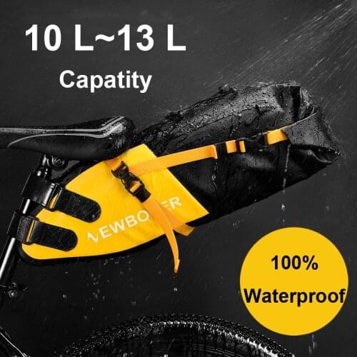 Bike Bag Waterproof 10/13L Large Capacity Bicycle Saddle Bag Cycling Foldable Tail Rear Bag Mountain Bike Road Trunk Bicycle Bag