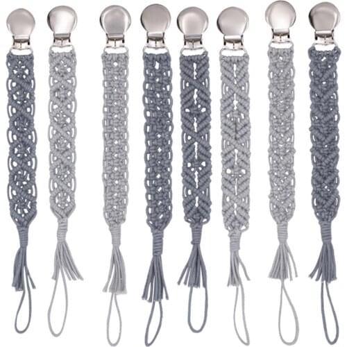 Handmade Crochet Baby Pacifier Chain Clip Vintage Cotton Yarn Anti-fall Newborn Dummy Pacifier Clip Holder