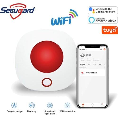 SECUGARD Tuya Wireless Smart Strobe Siren Wifi Sound And Light Alarm System With 100DB Big Sound Loudspeaker To Threaten Thief