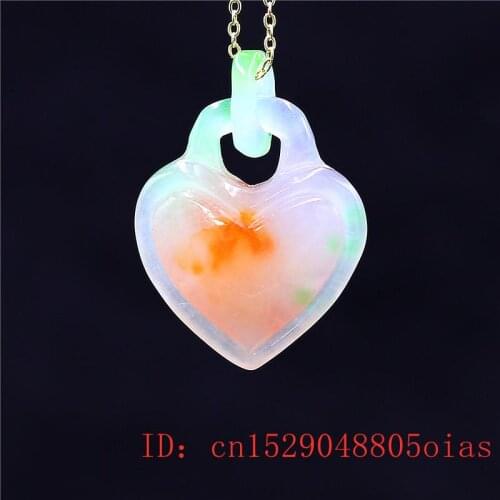 Jadeite Charm Green Natural Amulet Chinese Fashion Necklace Jewelry Gifts Jade heart Pendant