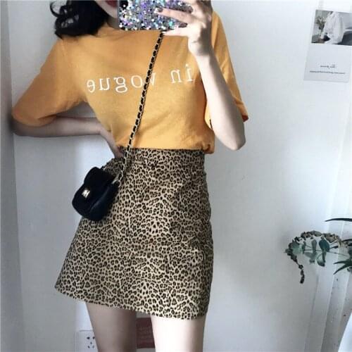 Woman Skirts 2021 Summer Leopard Print Skirt High Waist A- line Skirt Skirt Mujer Faldas Saias Mulher