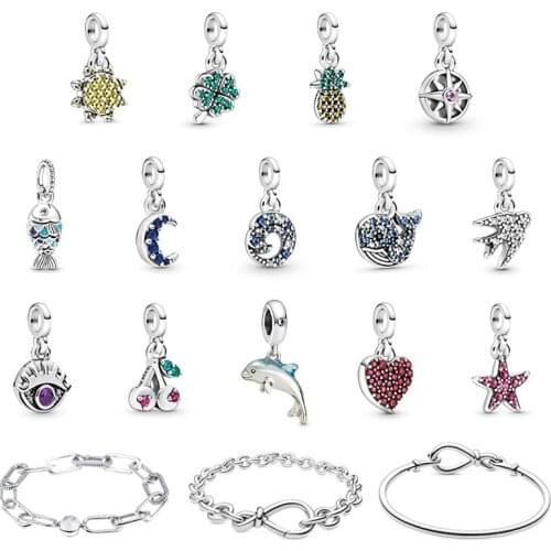 New Original 100% 925 Sterling Silver Murano Glass Oval Curved Gemst Charm Fit Pandora Bracelet DIY Women Jewelry