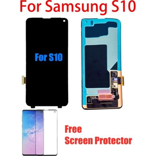 AAA quality Original SUPER AMOLED S10 LCD For SAMSUNG Galaxy S10 G973F G973 Touch Screen Display Digitizer Assembly with Frame