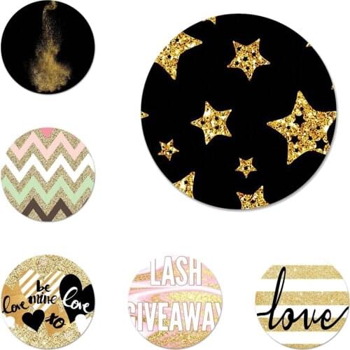Gold pink black Glitter Wave point dot Icons Pins Badge Decoration Brooches Metal Badges For Backpack Decoration 58mm