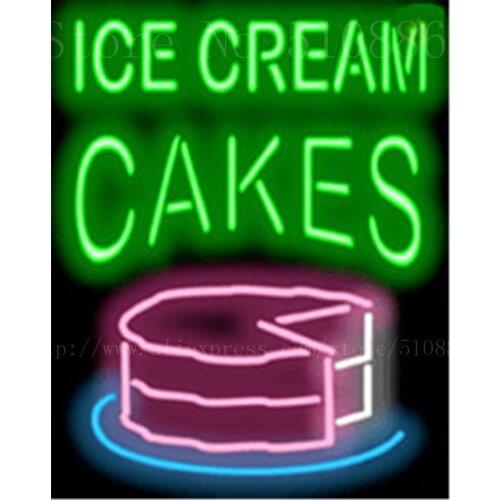 17*14" Ice Cream Cakes NEON SIGN REAL GLASS BEER BAR PUB LIGHT SIGNS store display Restaurant Shop ocaasional Advertising Lights