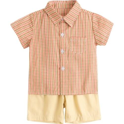 Sanlutoz Baby Boys Clothes Sets Plaid Casual Short Sleeve Baby Tops + Shorts Cotton 2pcs