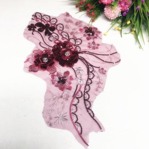 2pcs/lot New fashion Embroidery beaded Sequins Lace Flower DIY Lace Accessories Childrens Dress Costume