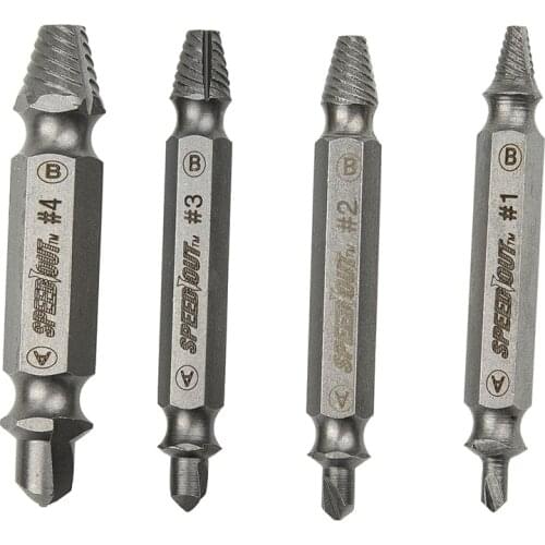 4Pcs Screw Extractor Drill Bits Bolt Extractor Set Broken Damaged Bolt Remover Double Ended Damaged Screw Extractor