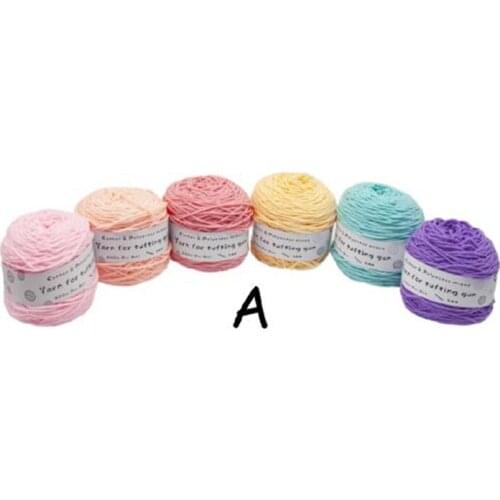 6roll/set 200M Solid Tufting Yarn 8 Strands Cotton Yarn For Tufting Gun Monk Cloth 24Color Knitting Thread Poke embroidery