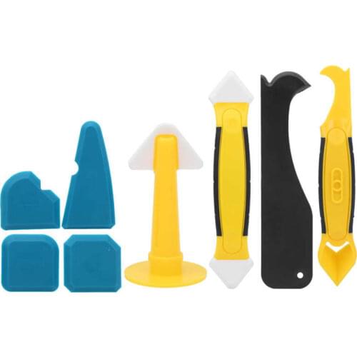 8Pcs Plastic+Silicone Sealant Scraper Finisher Tool Portable Silicone Multifunctional Spatula Shovel
