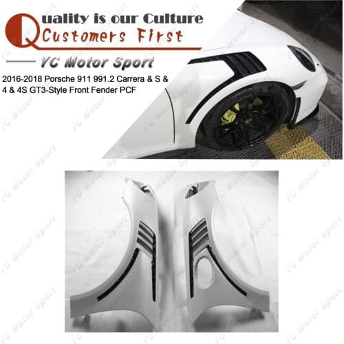 Car Accessories FRP Fiber Glass & Carbon Fiber GT3-Style Front Fender Fit For 2016-2018 911 991.2 Carrera & S & 4 & 4S