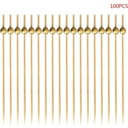 100pcs Beads Food Picks Dessert Buffet Fruit Salad Fork Cake Muffin Party Vegetable Sticks Cocktail Toothpicks Cake Sign L4MB