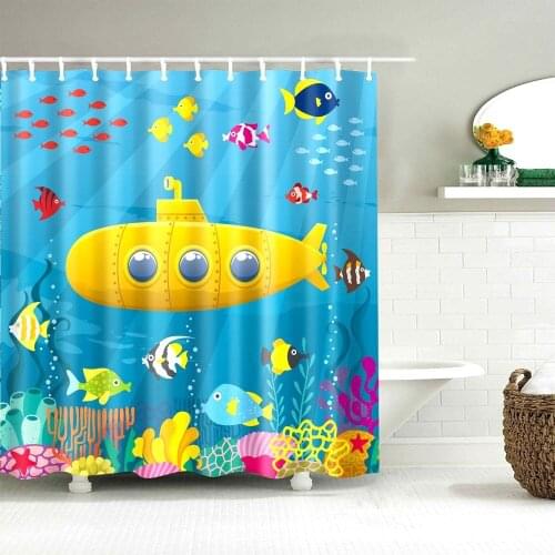 Dafield Shower Curtain For Kids Funny and Colorful Designs Owl Submarine Fish Duck Cartoon Animal World Map Fabric Bathroom