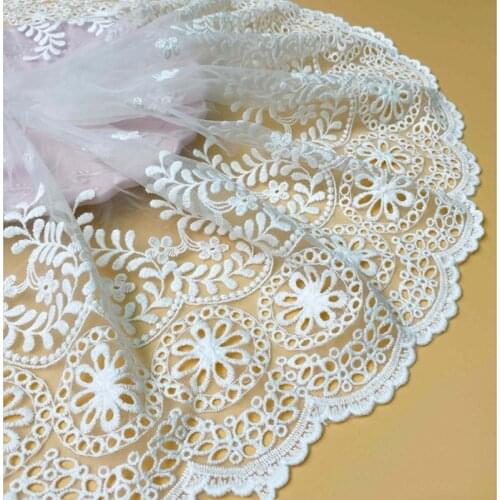 20yards Exquisite White Flower Embroidered Mesh Tulle Lace Trimmings for Curtain Table Laces Fabric DIY Sewing Sofa Curtain