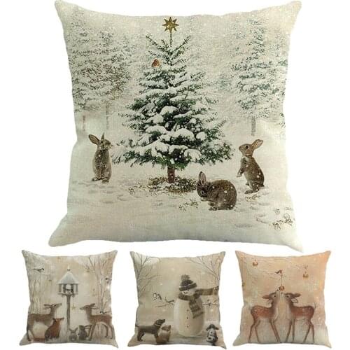 Linen Christmas Pillowcase Christmas Decorations for Home New Year Christmas Home Decorations Christmas Gift Natale Navidad 2021