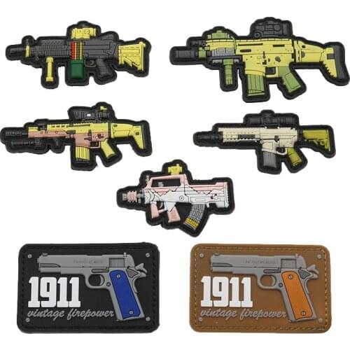 PVC Armband Q Version Weapon Patch Army 911 Tactical Moral Hook Face Badge Plastic Rubber Chapter Camouflage Gun Blockbuster