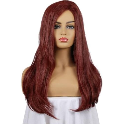 Natural Straight Wig Red Brown Wig for White/Black Women Hair Wigs Heat Resistant Synthetic Wig Natural Fake Hair Romance Style