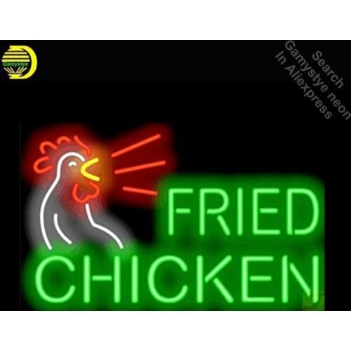 Neon Sign for Fried Chicken Neon Bulbs sign Food Shop Display Handmade Glass tube neon lights for sale fluorescent signs Light